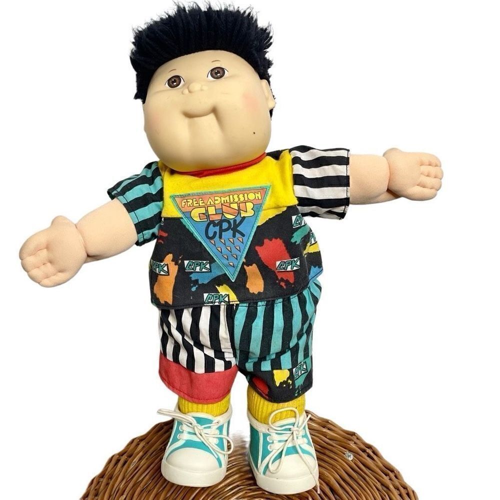 Cabbage Patch Kids CPK Vintage Rare Coleco Hasbro w/diaper Black Hair Brown Eyes